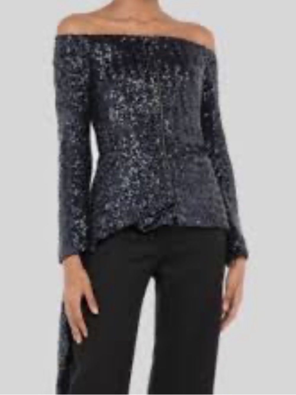 Roland Mouret Off-Shoulder Navy Sequin Tunic NWT